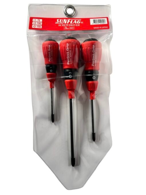 Sunflag 3-piece Screwdriver Set +1 +2 +3 JIS 3380 Perfect Grip - Image 3