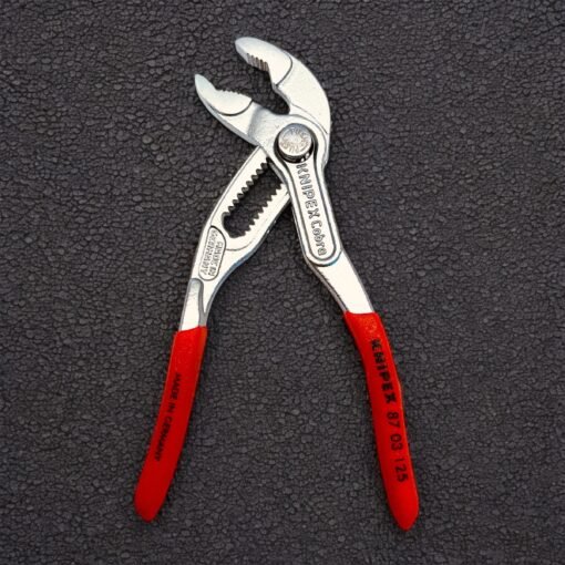 Knipex 8703125 5 inch chrome plated Cobra pliers Made in Germany with red grips