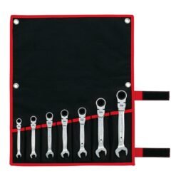 Tone RMFQ700 Flex-head box ratchet wrench set with quick-ratchet open end