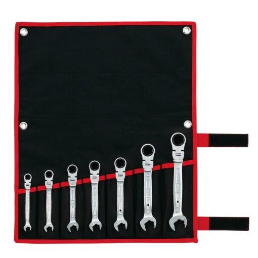 Tone RMFQ700 Flex-head box ratchet wrench set with quick-ratchet open end