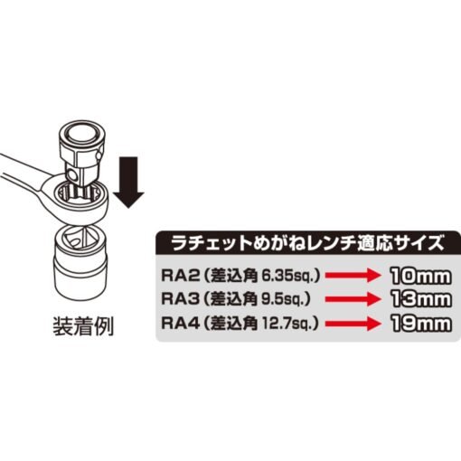 Tone RA4 19mm wrench adapter to 1/2" drive sockets