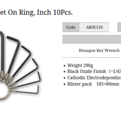Tone ARSE110 10-pc SAE hex wrenches on key ring Made in Japan