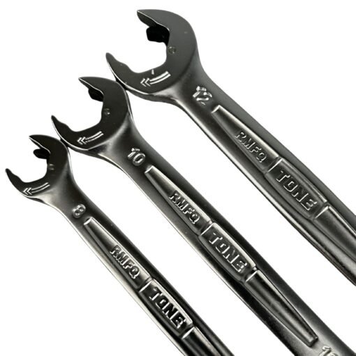 Tone RMFQ300 ratcheting flex-head wrench set with quick ratchet open end