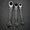 Tone RMFQ300 ratcheting flex-head wrench set with quick ratchet open end