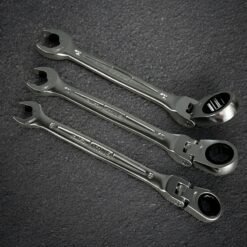 Tone RMFQ300 ratcheting flex-head wrench set with quick ratchet open end