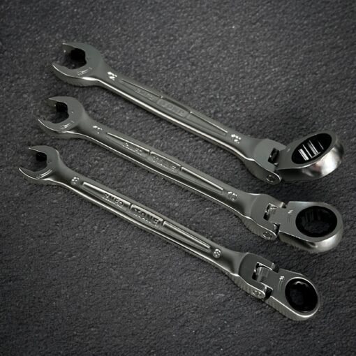 Tone RMFQ300 ratcheting flex-head wrench set with quick ratchet open end