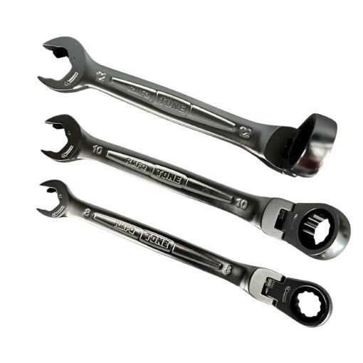 Tone RMFQ300 ratcheting flex-head wrench set with quick ratchet open end
