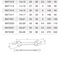 ASAHI SNT0800 ULTRA THIN SPANNER OPEN END WRENCH SET