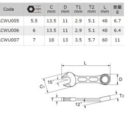 LCWUS31 3pc combination Stubby Lightool wrench set