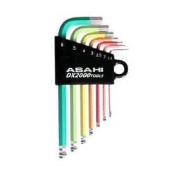 Asahi AZUS710 short ball point hex key set Auroline color coded
