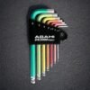 Asahi AZUS710 short ball point hex key set Auroline color coded