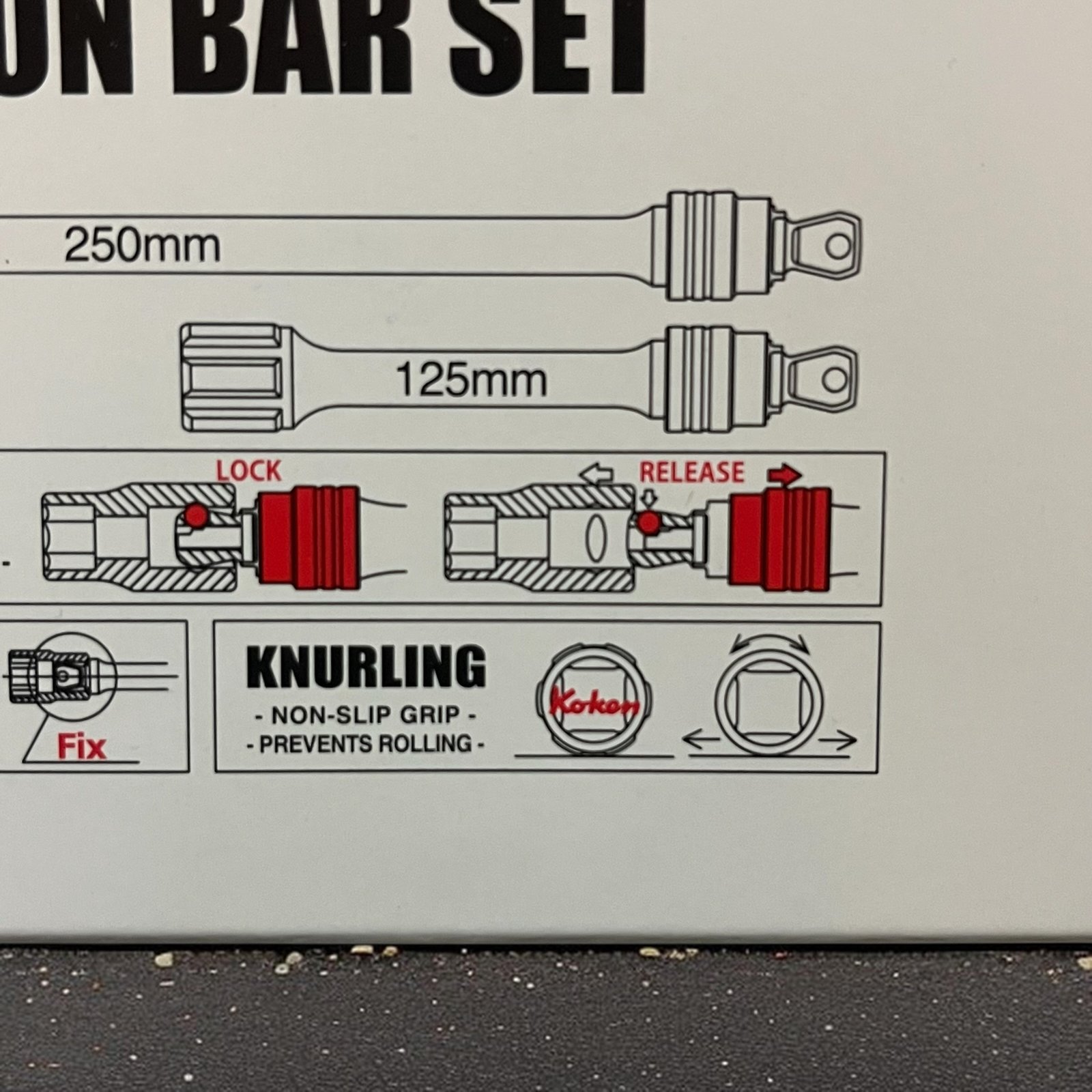 Koken 3/8" Dr. Locking Wobble-Fix Extension Bars - 3pc Set PK3763L/3