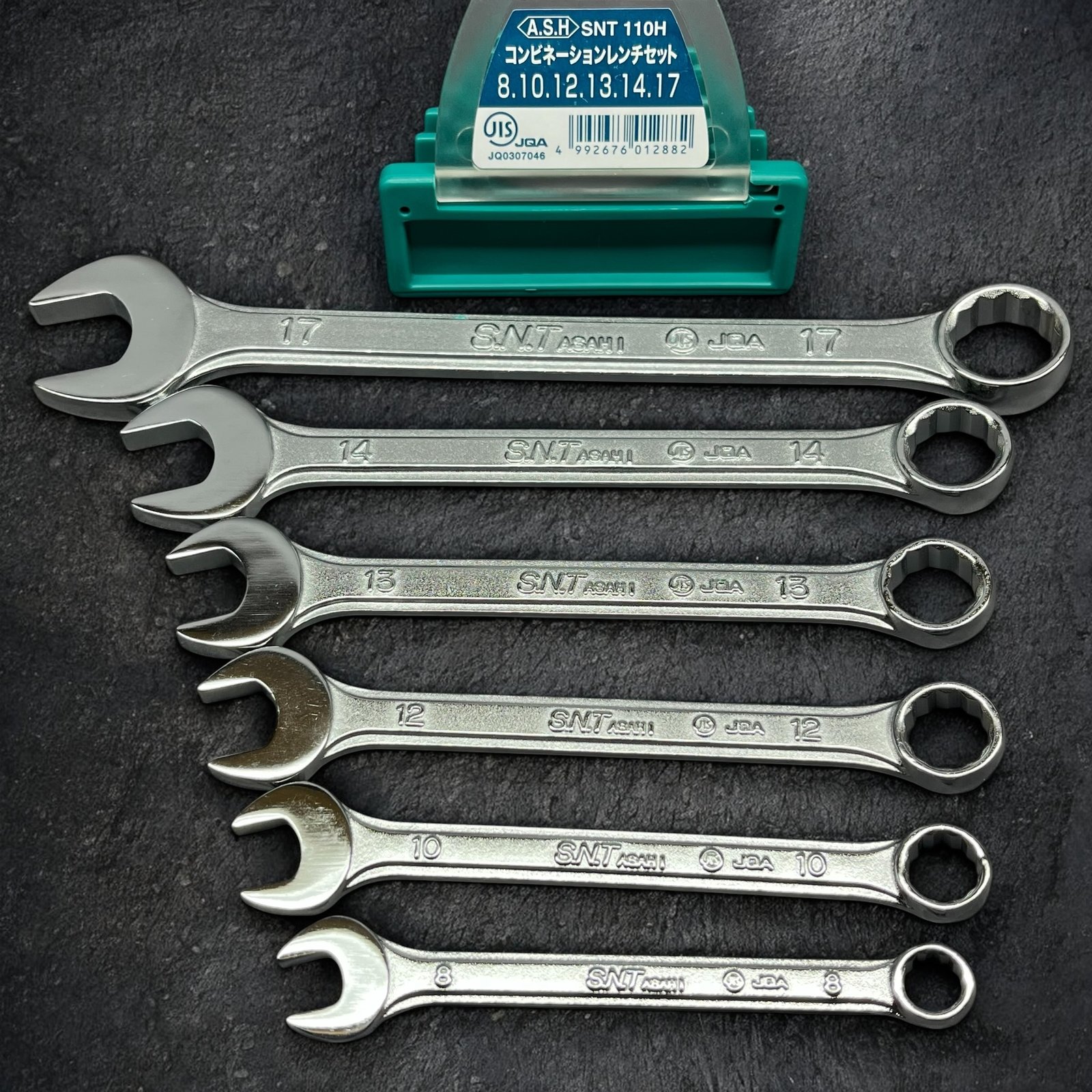 Asahi SNT110H Short Combination Wrench Set 8-17mm