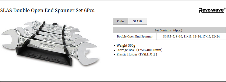 Asahi SLAS6 Double Open End Spanner Set